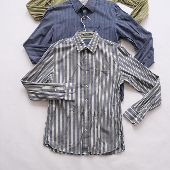 American Eagle Lot of 3 Vintage Fit Men's Striped Button Shirts Size Medium - Picture 2 of 7
